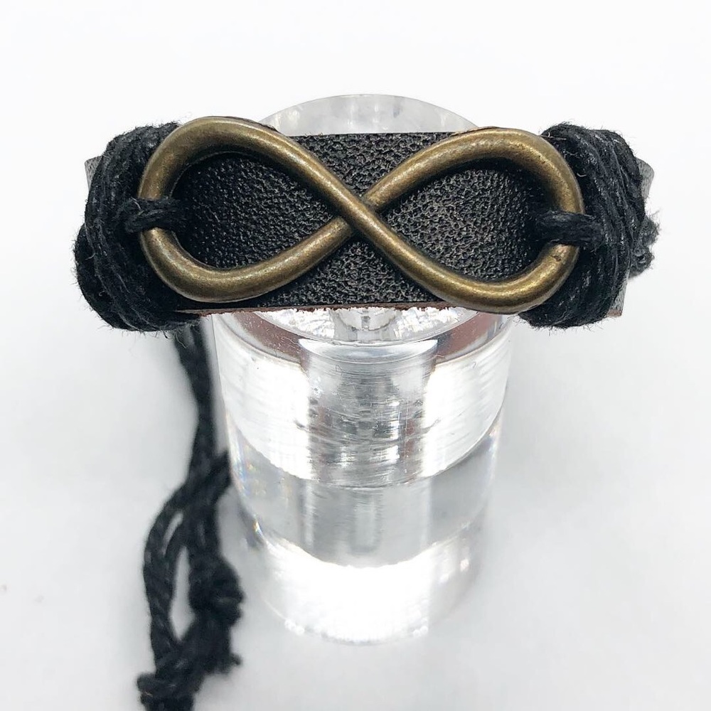 Black leather bracelet.